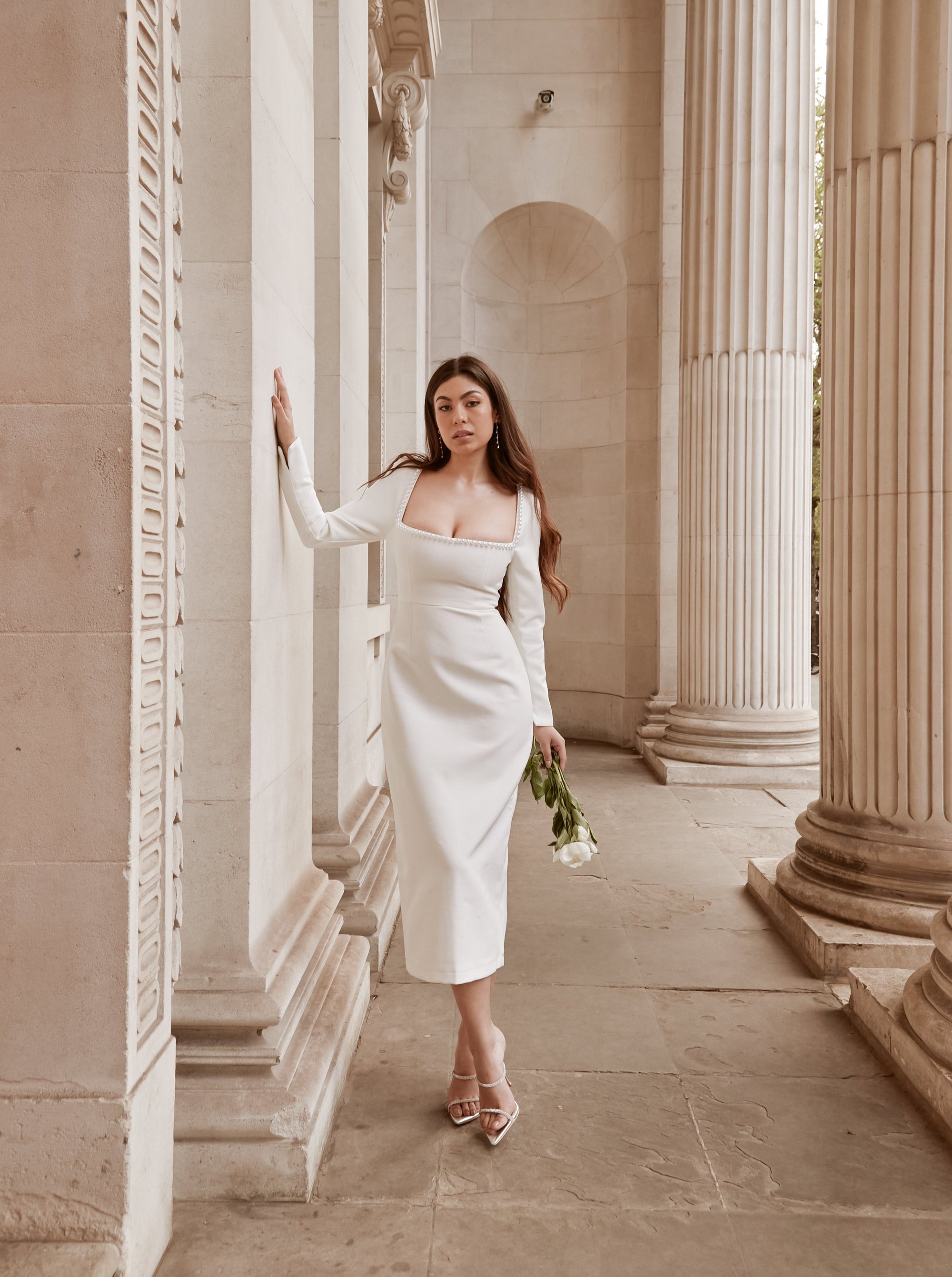 The Ultimate Muse Midi Pearl Dress | White
