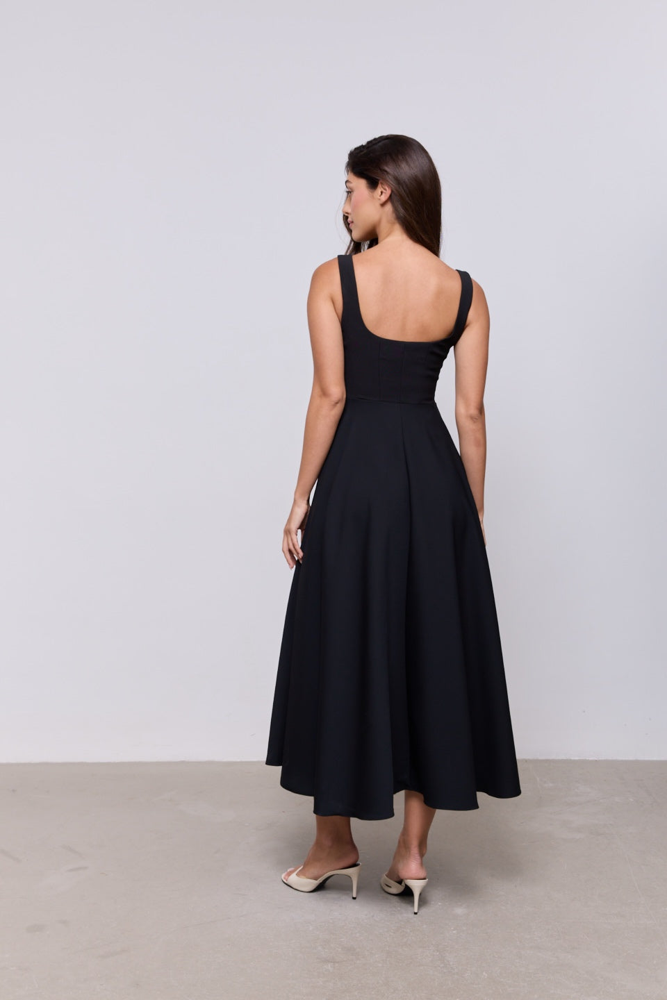 simple black midi dress Square Neck Midi Dress – Odd Muse