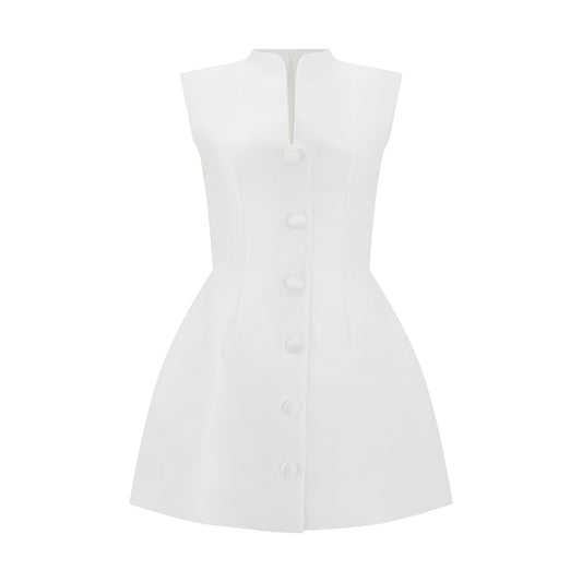 Satin Buttoned Mini Dress