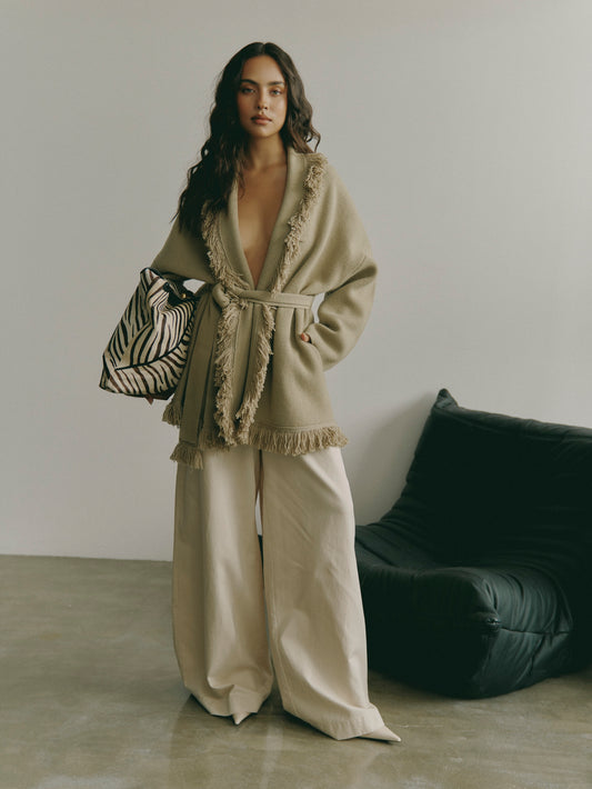 Wool Fringe Cardigan