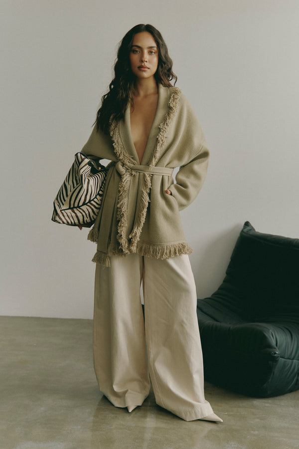 Wool Fringe Cardigan