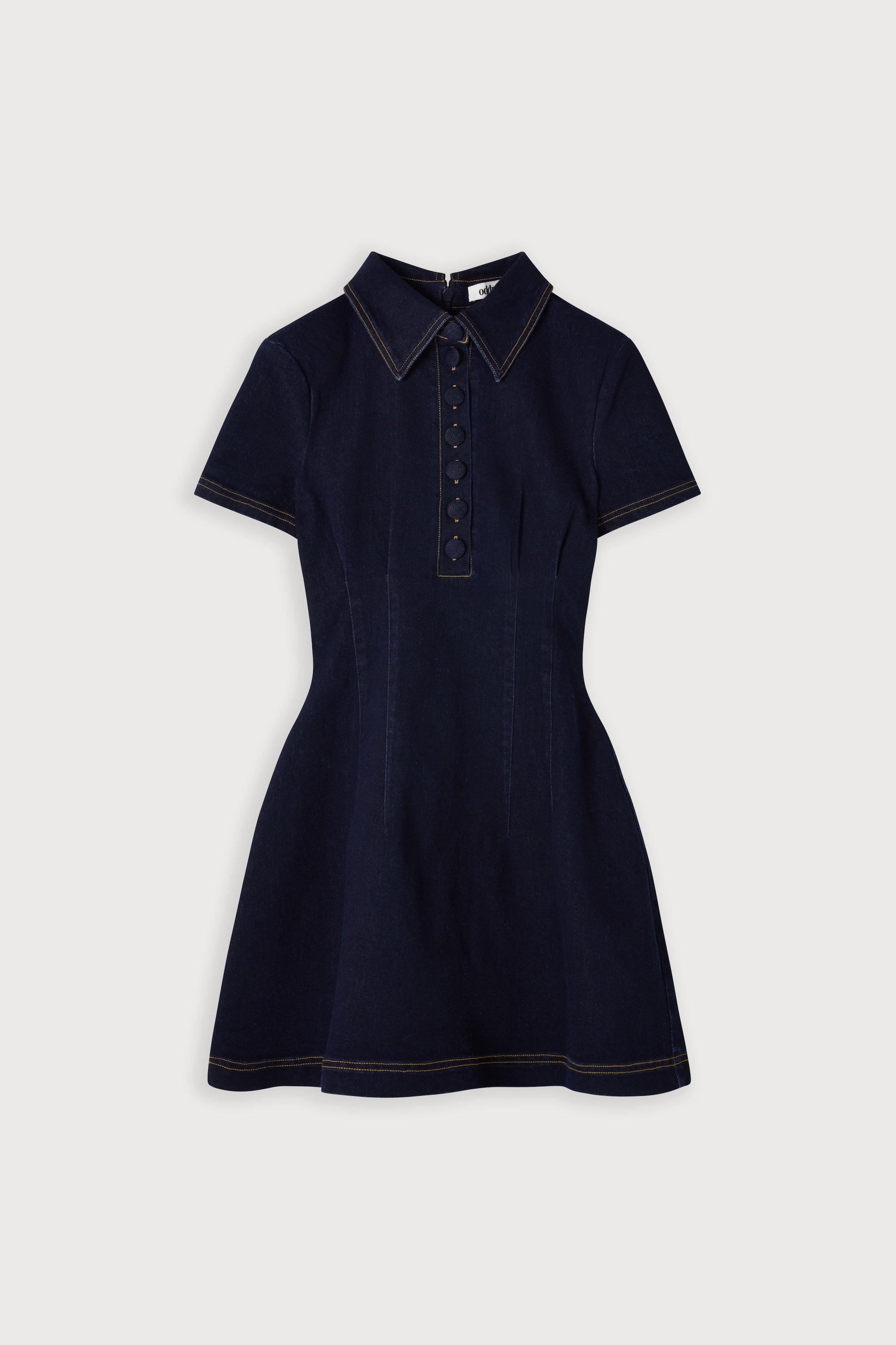 Cotton Mix Denim Collared Mini Dress – Odd Muse