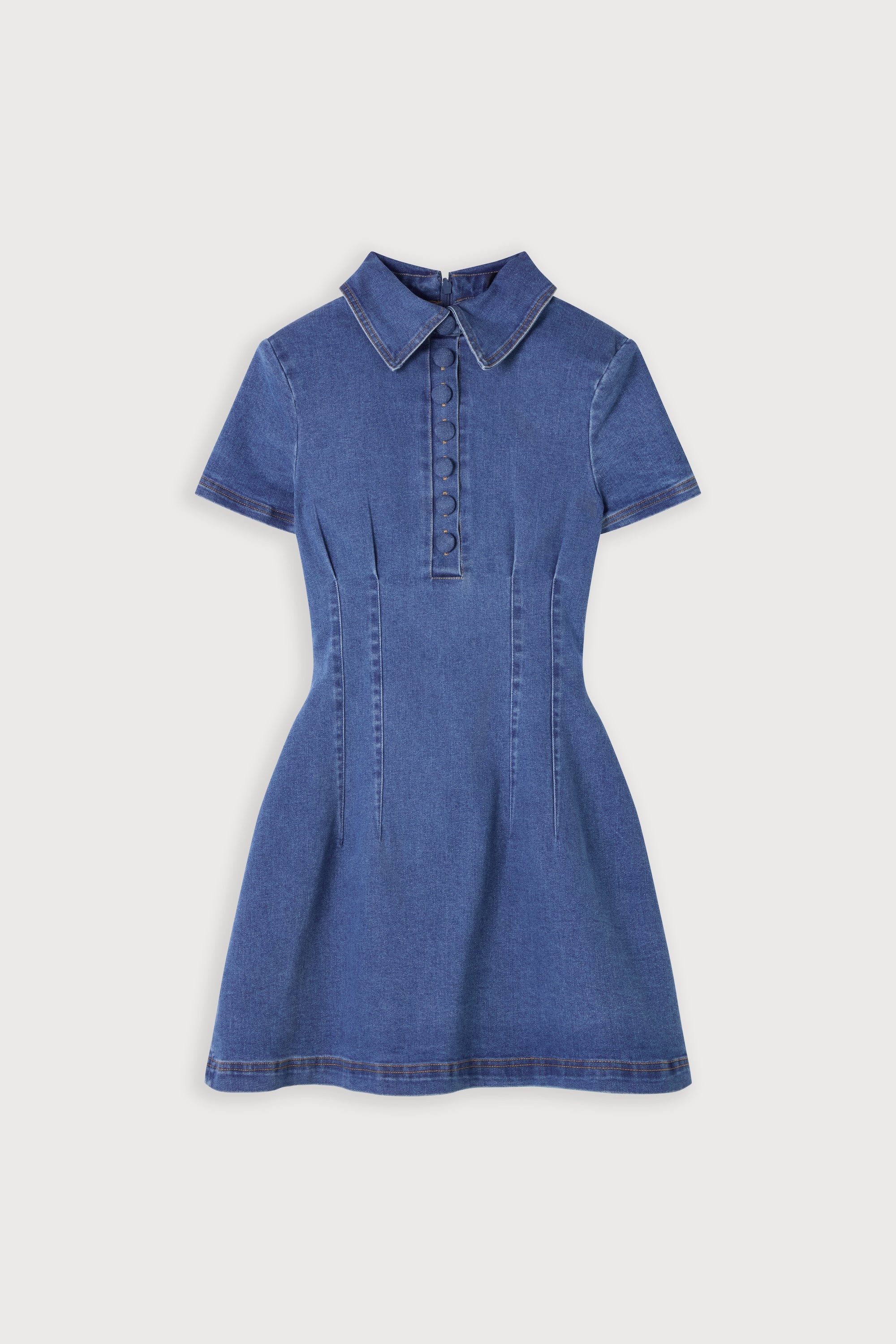 u*u様 Ameri VINTAGE TORSO LIKE DENIM DRES Cotton Mix Denim Collared Mini Dress – Odd Muse