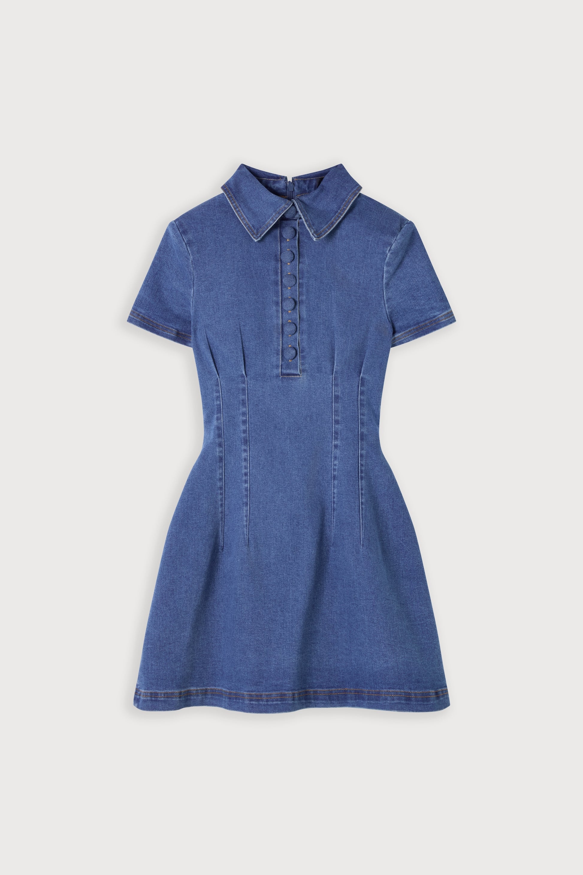 Cotton Mix Denim Collared Mini Dress – Odd Muse