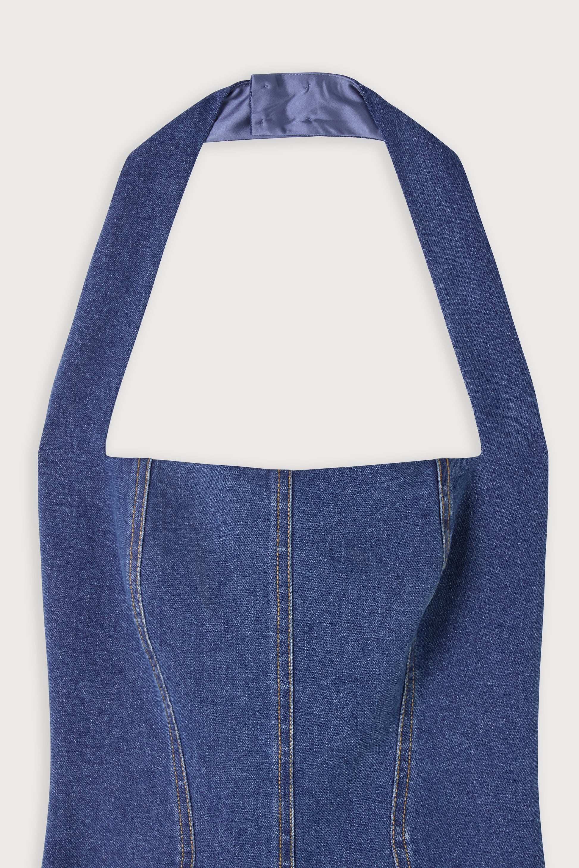 Cotton Mix Denim Halter Midi Dress – Odd Muse
