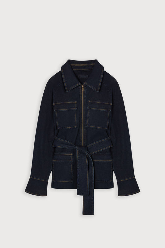 Denim Funnel Neck Jacket