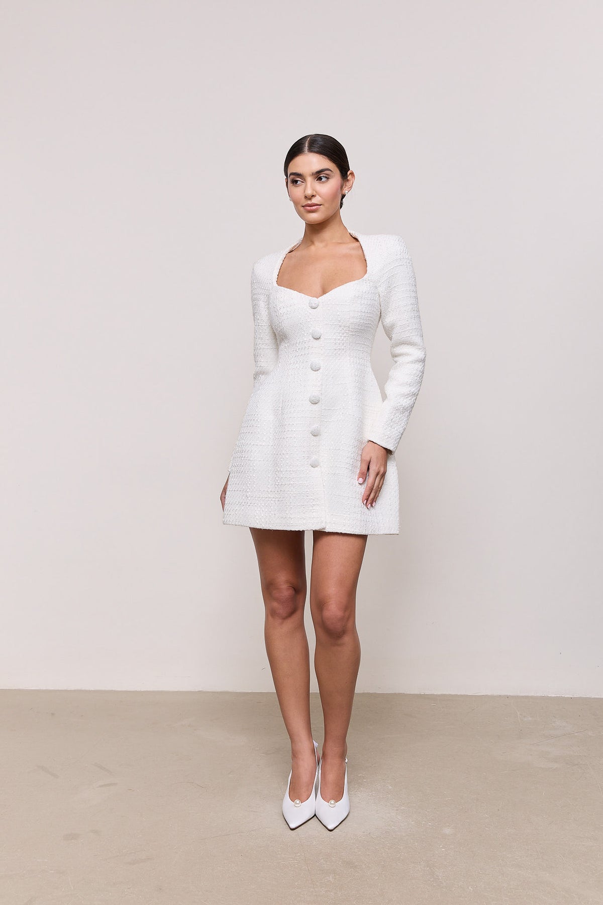 Bouclé Button Mini Dress