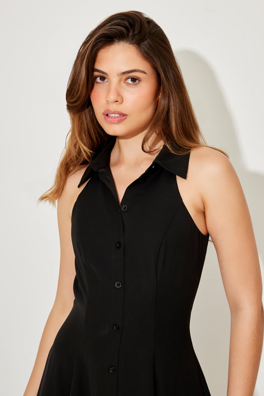 Flowy Collar Maxi Dress