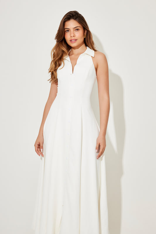 Flowy Collar Maxi Dress