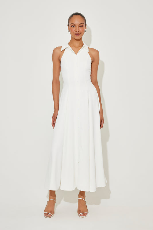 Flowy Collar Maxi Dress