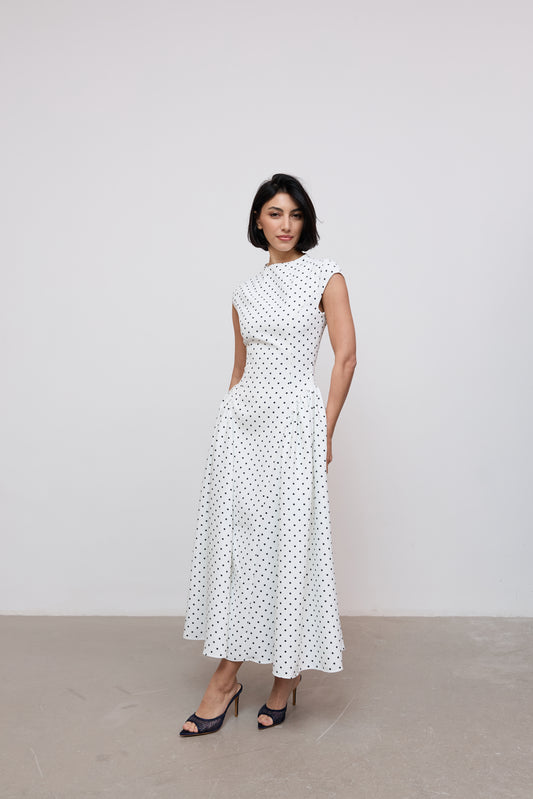 Cap Sleeve Gathered Midi Dress
