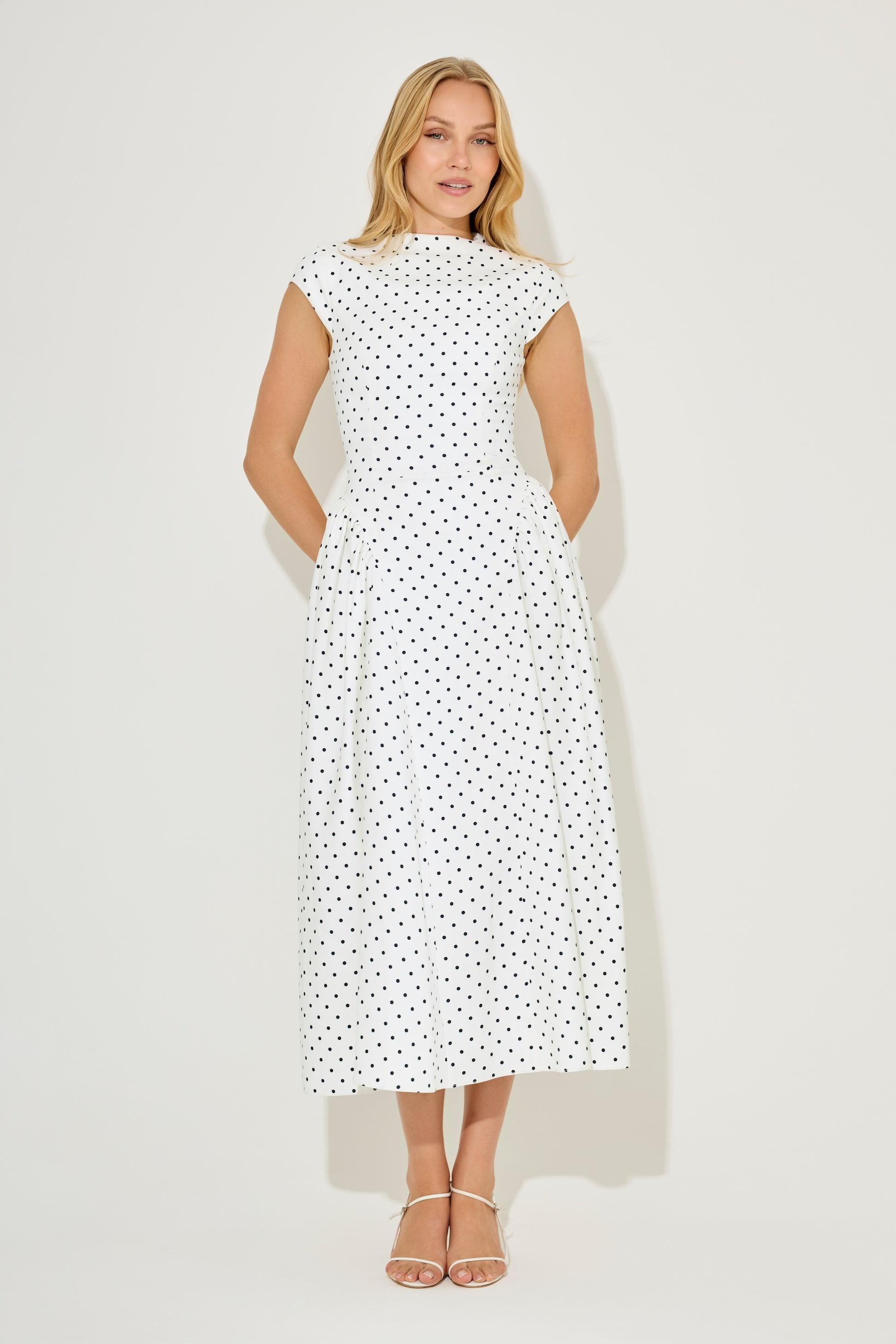 Cap Sleeve Gathered Midi Dress