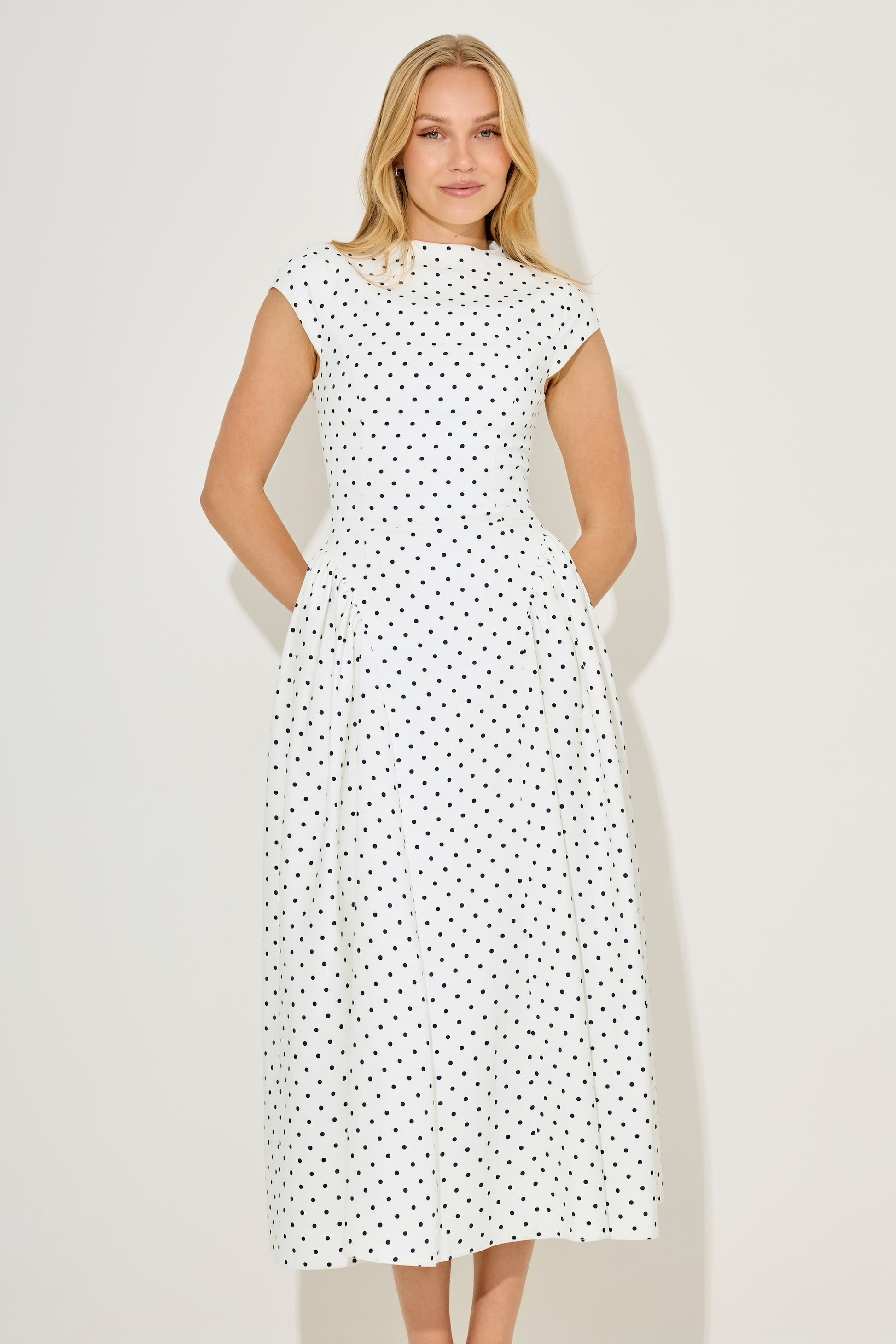 Cap Sleeve Gathered Midi Dress