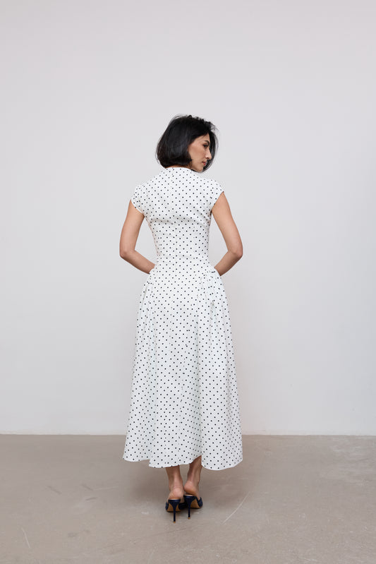 Cap Sleeve Gathered Midi Dress