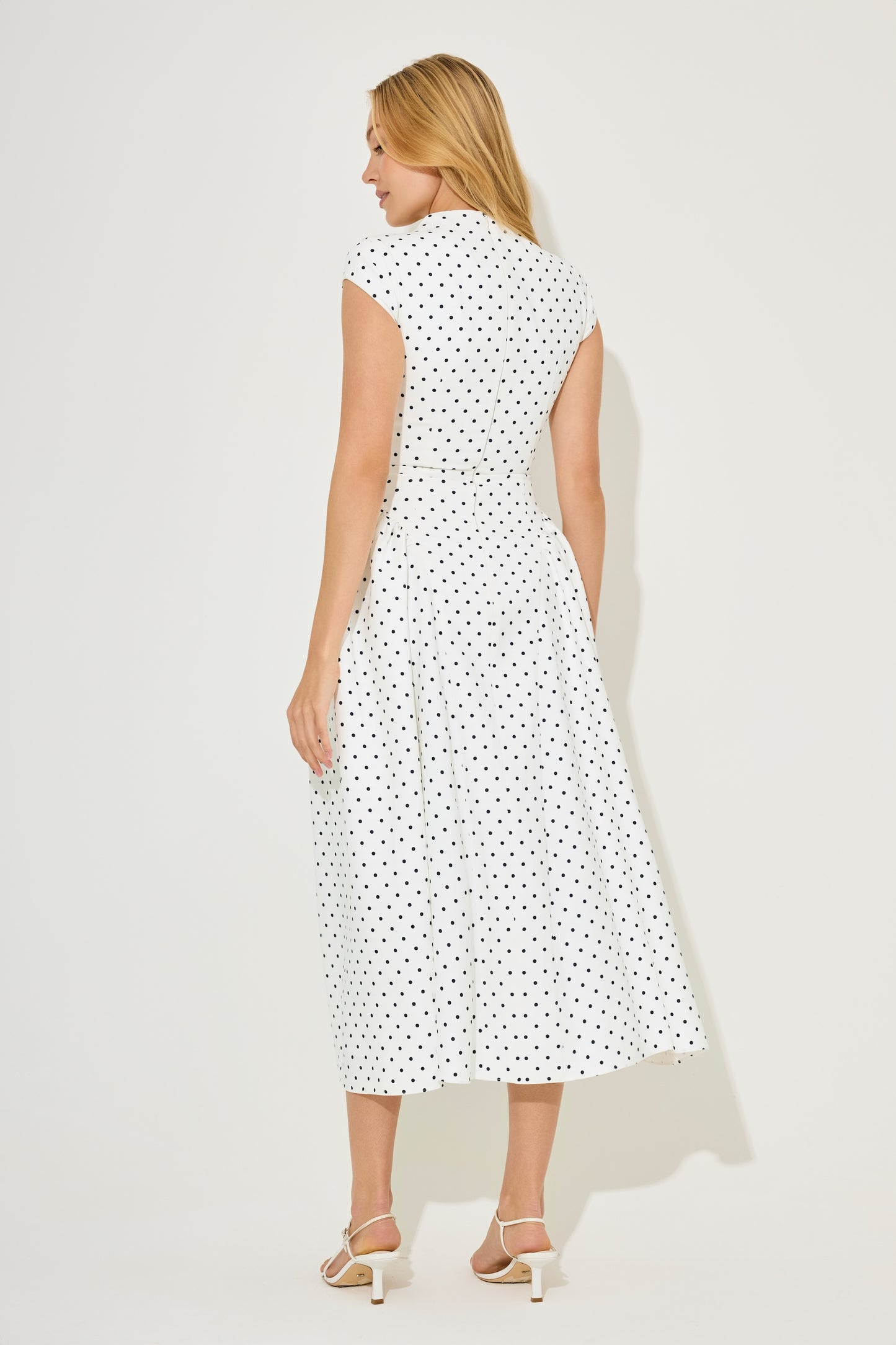 Cap Sleeve Gathered Midi Dress