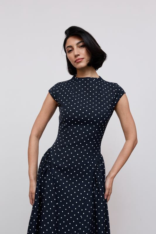 Cap Sleeve Gathered Midi Dress