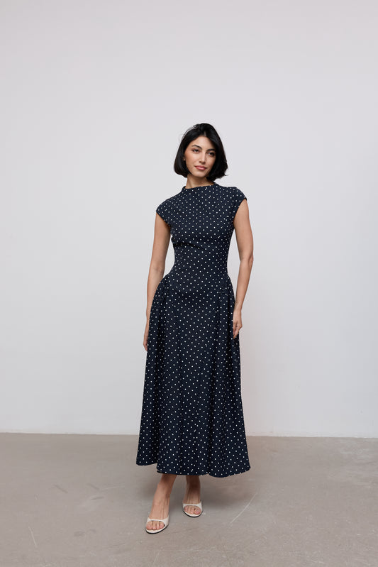 Cap Sleeve Gathered Midi Dress
