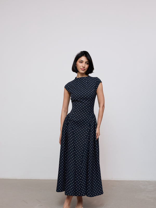Cap Sleeve Gathered Midi Dress