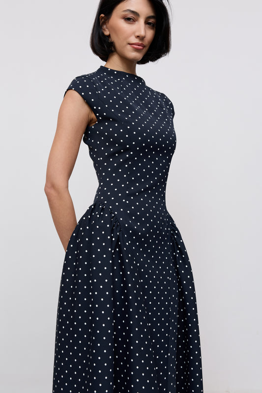Cap Sleeve Gathered Midi Dress