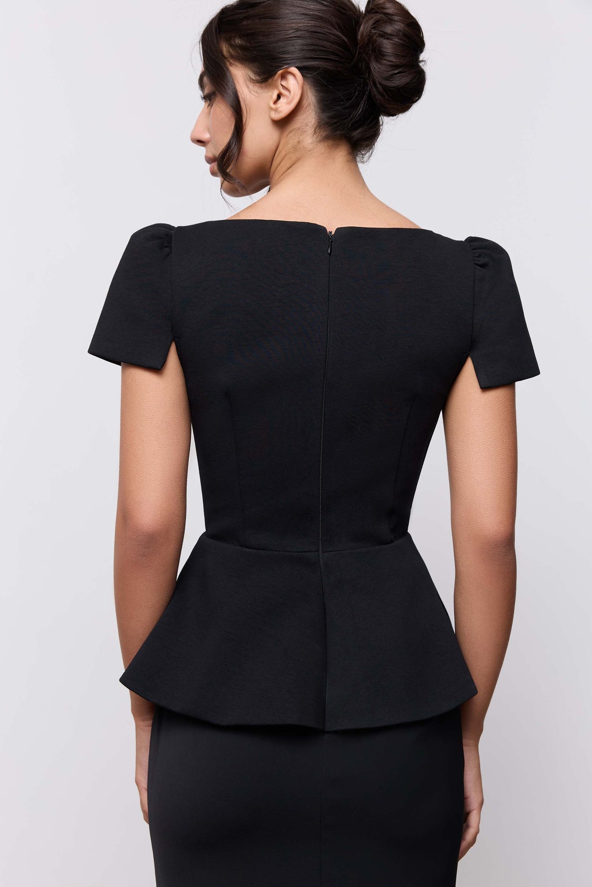 Cap Sleeve Peplum Gown