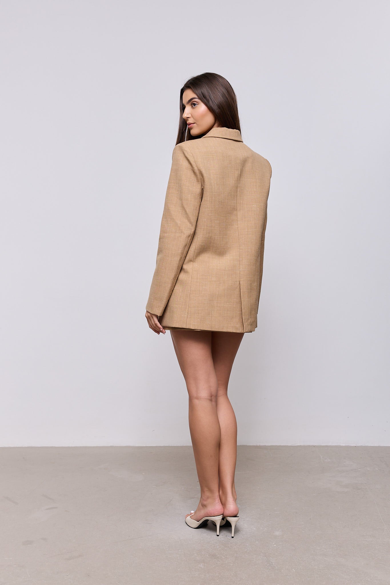 Checked Wool Mix Oversized Blazer