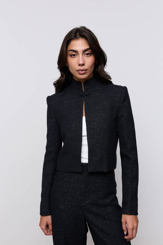 Collarless Tweed Jacket