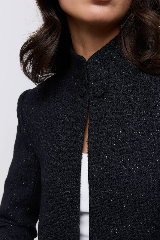 Collarless Tweed Jacket