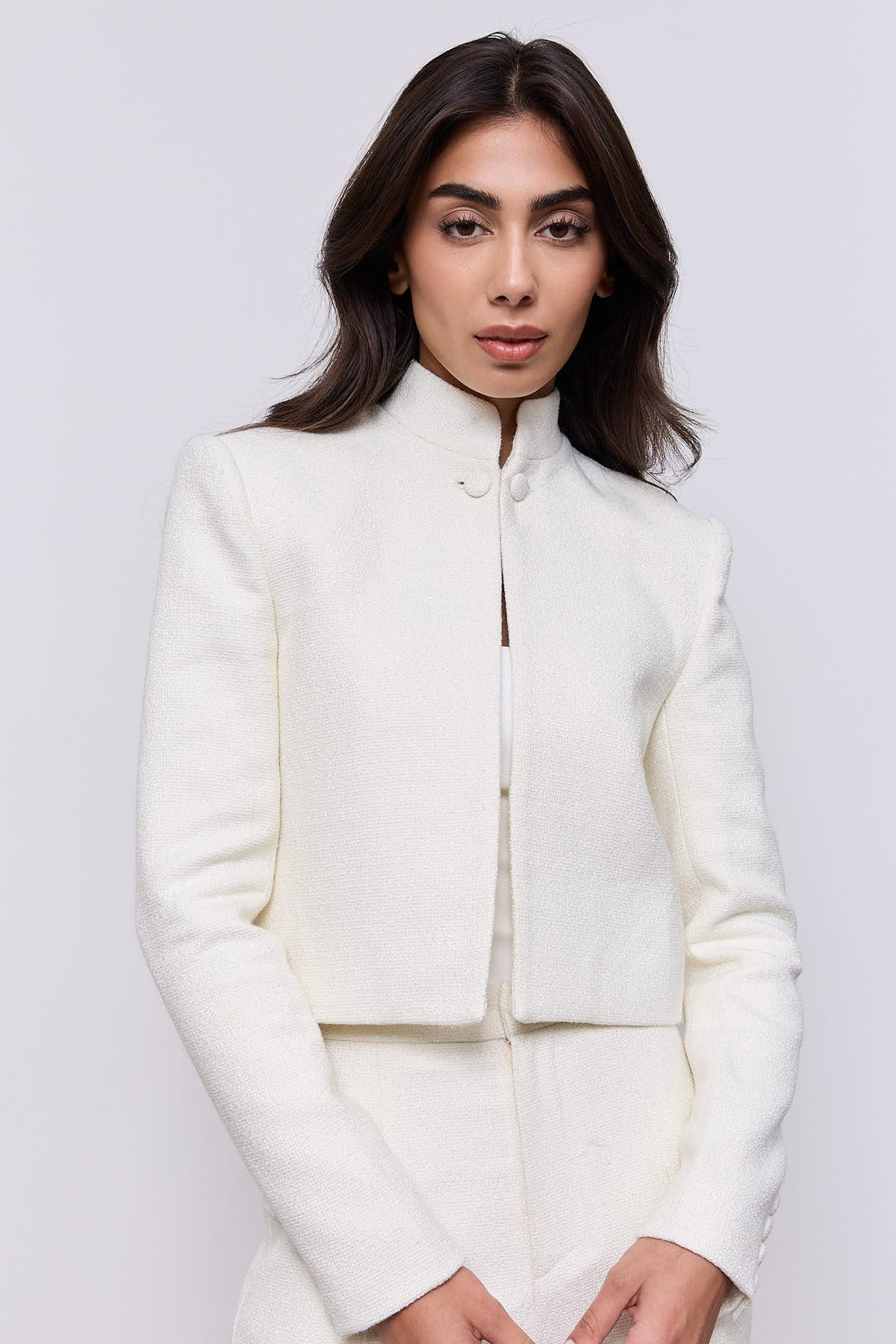 Collarless Tweed Jacket