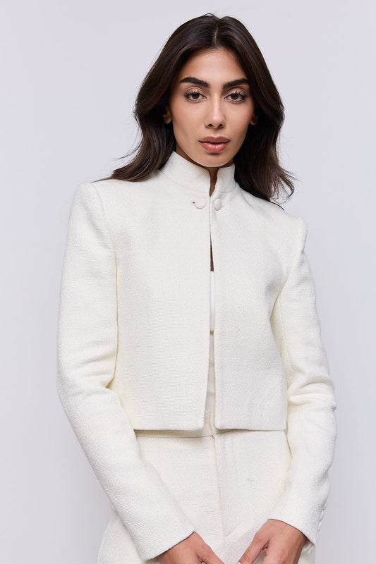 Collarless Tweed Jacket