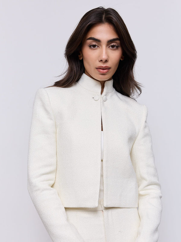 Collarless Tweed Jacket