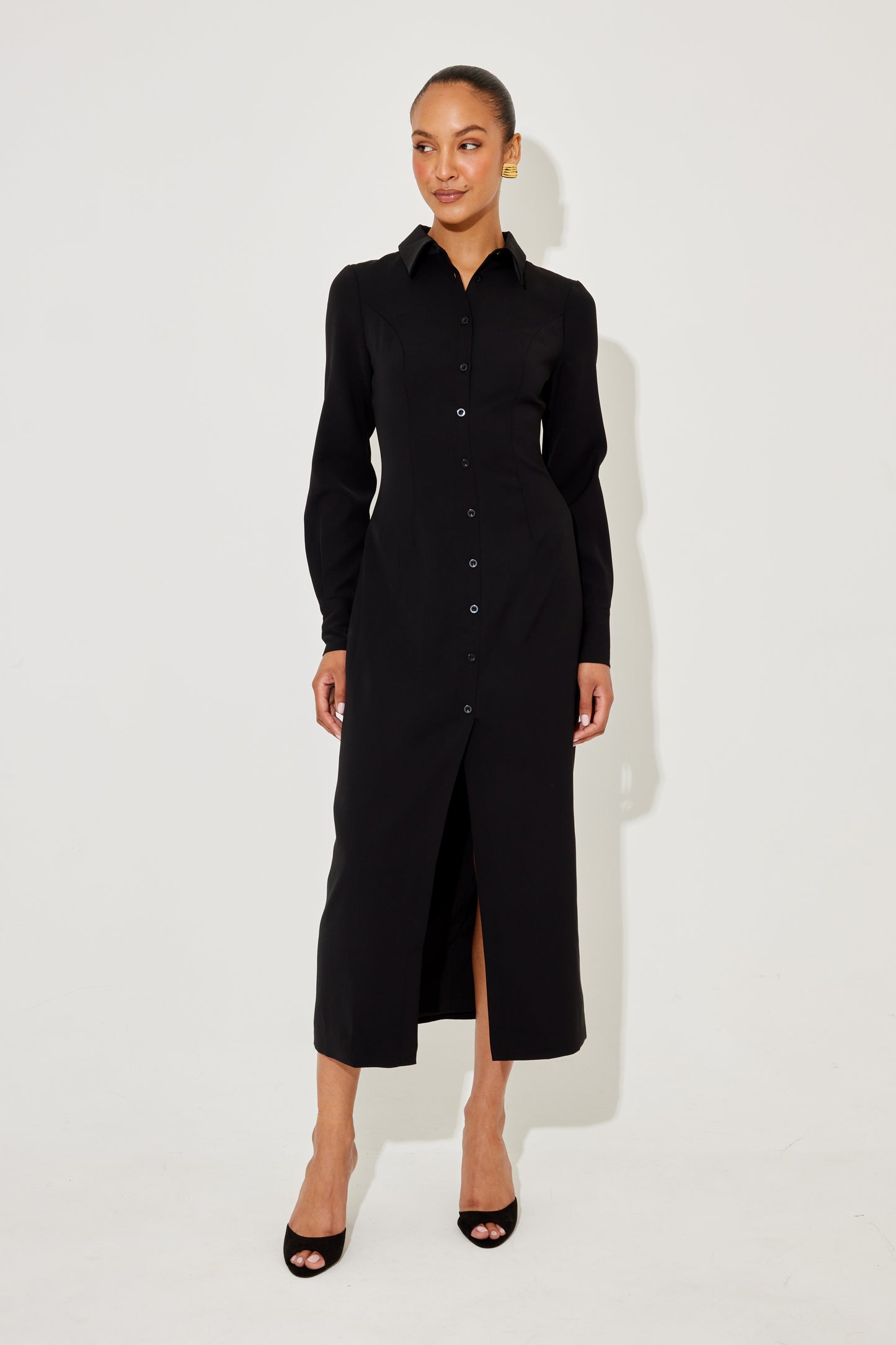 long sleeve maxi dress formal uk Long Sleeve Collar Maxi Dress Odd Muse