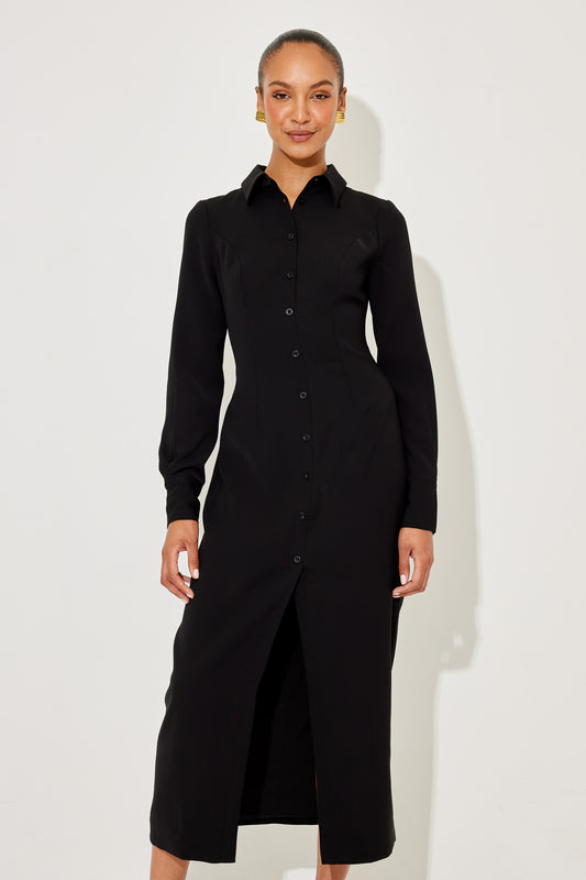 Long Sleeve Collar Maxi Dress