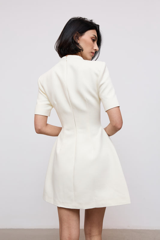 Cotton Mix Button Mini Dress