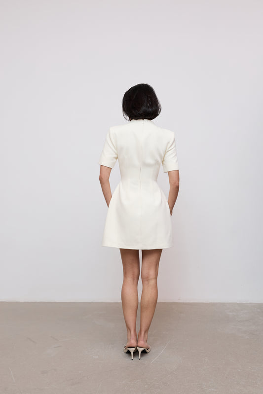 Cotton Mix Button Mini Dress
