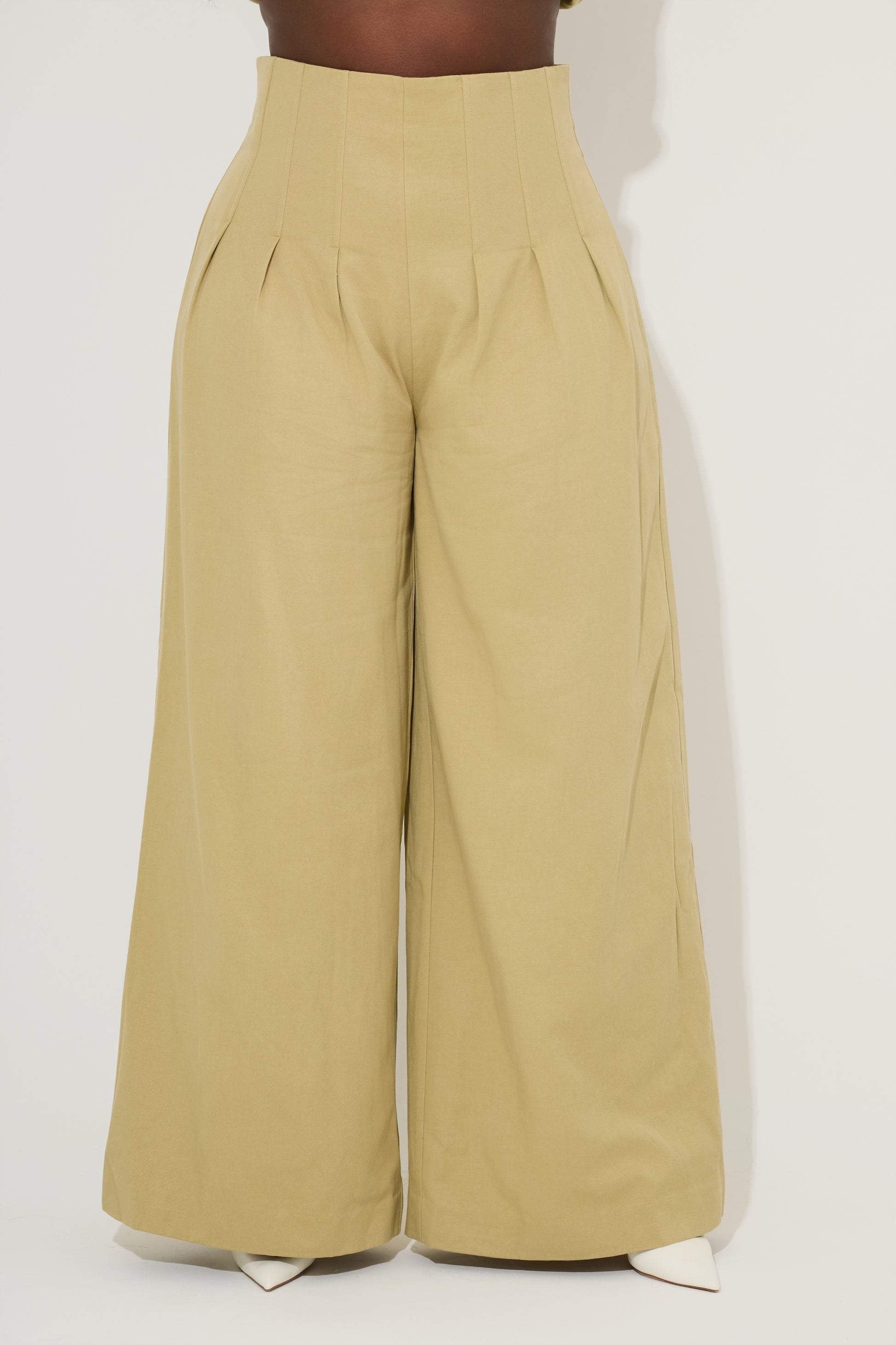 Cotton Mix Cinched Trousers