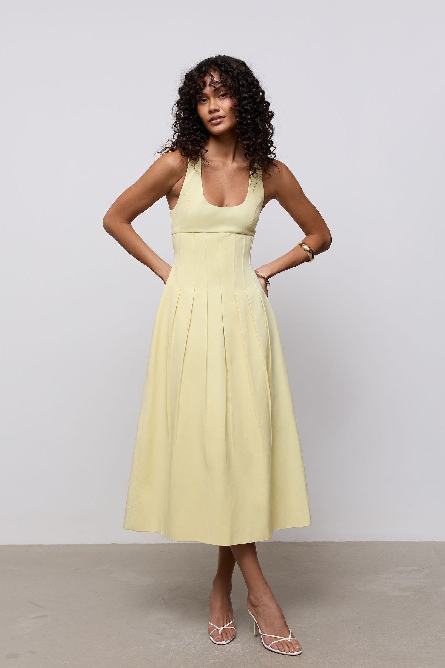Cotton Mix Cinched Midi Dress – Odd Muse