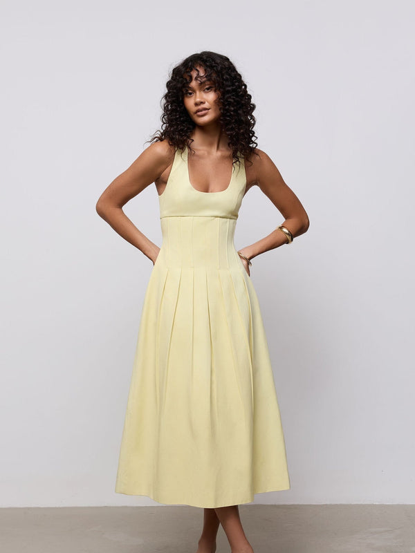 Cotton Mix Cinched Midi Dress