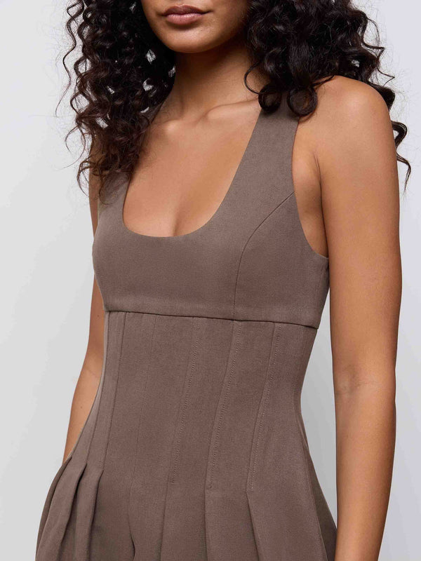Cotton Mix Cinched Midi Dress