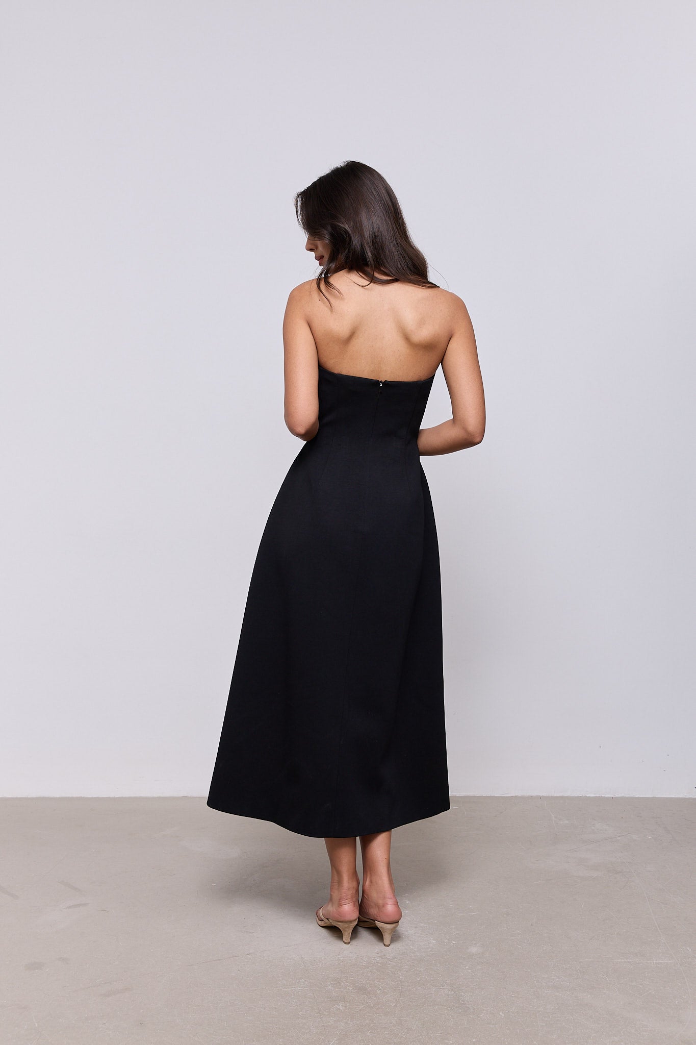 Cotton Mix Halter Midi Dress