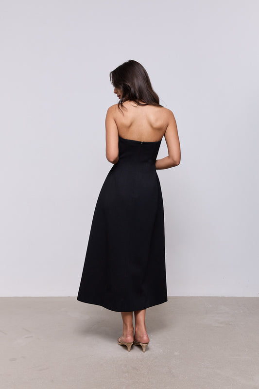 Cotton Mix Halter Midi Dress