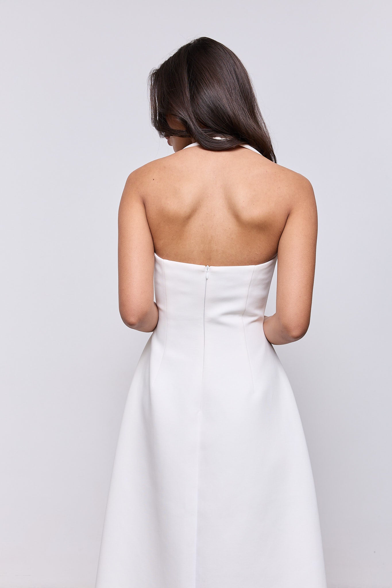 Cotton Mix Halter Midi Dress