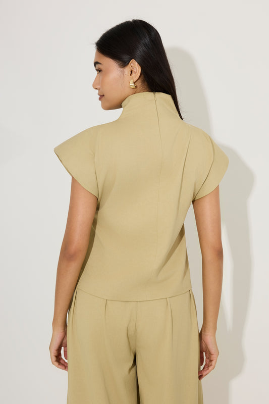 Cotton Mix High Neck Top