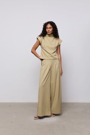 Cotton Mix Cinched Trousers