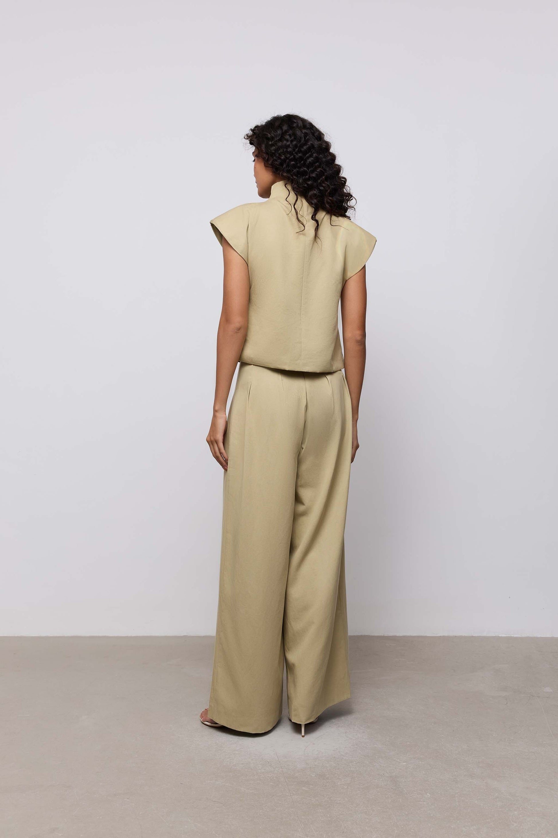Cotton Mix High Neck Top