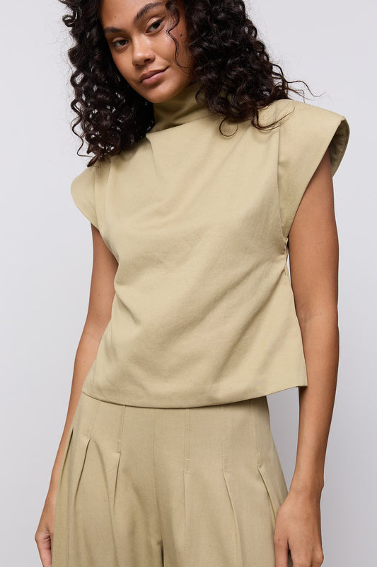 Cotton Mix High Neck Top