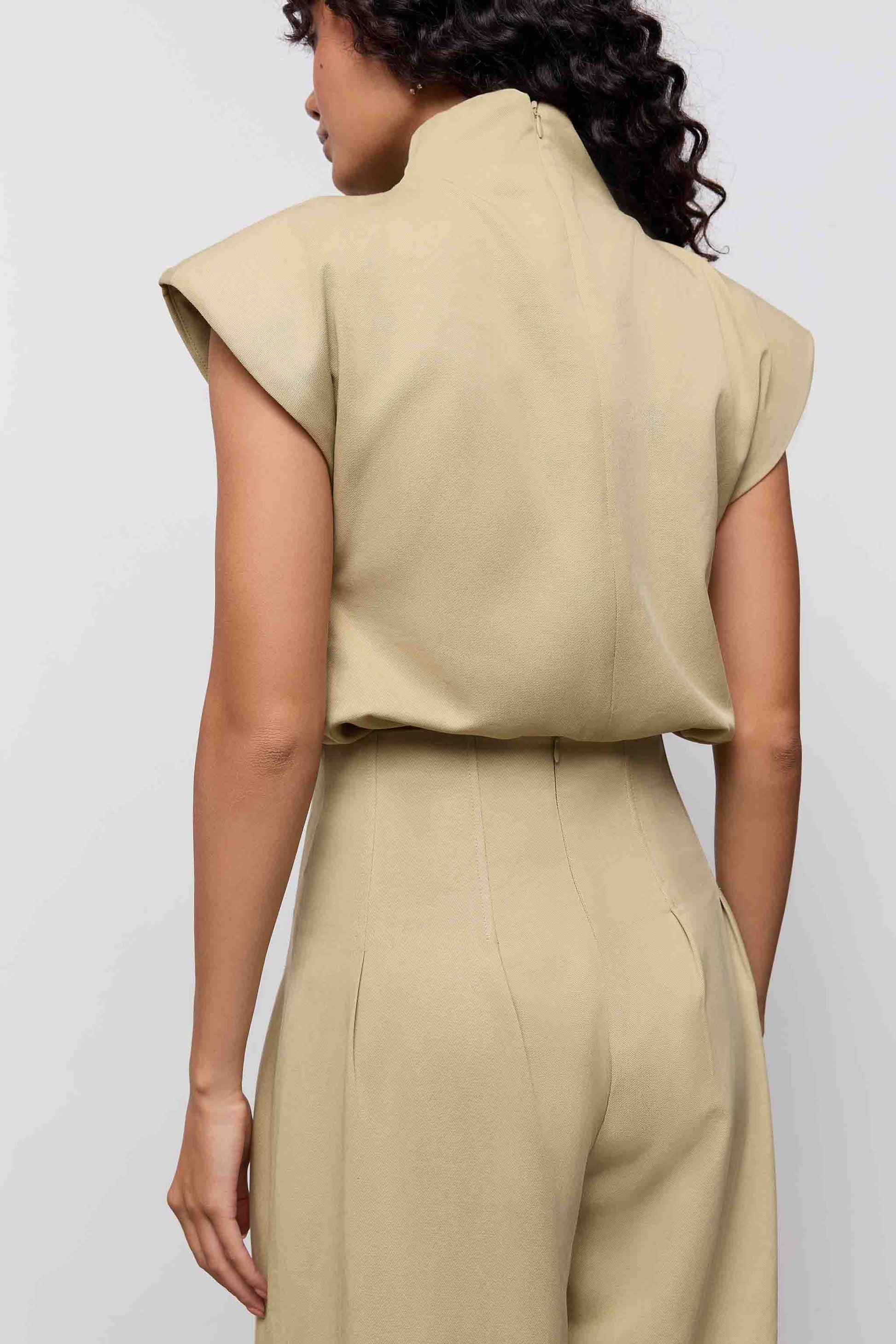 Cotton Mix High Neck Top