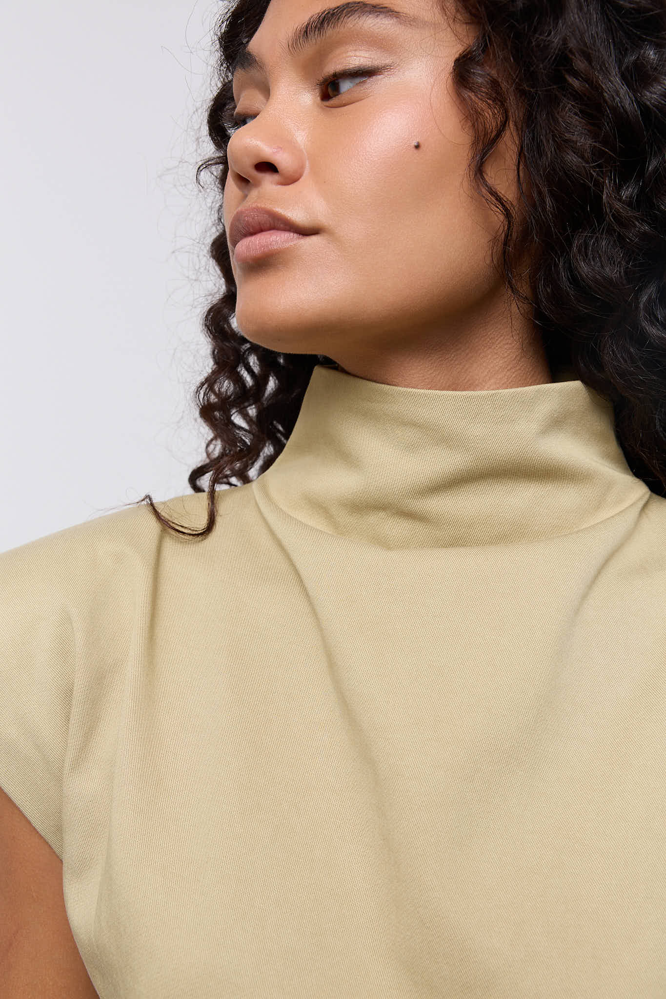 Cotton Mix High Neck Top