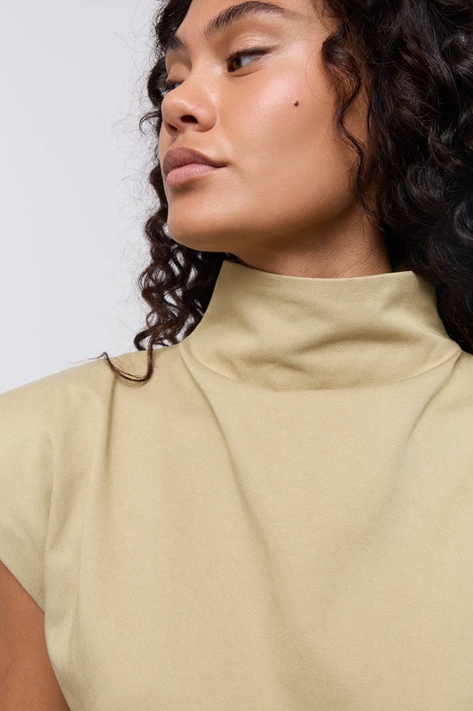 Cotton Mix High Neck Top