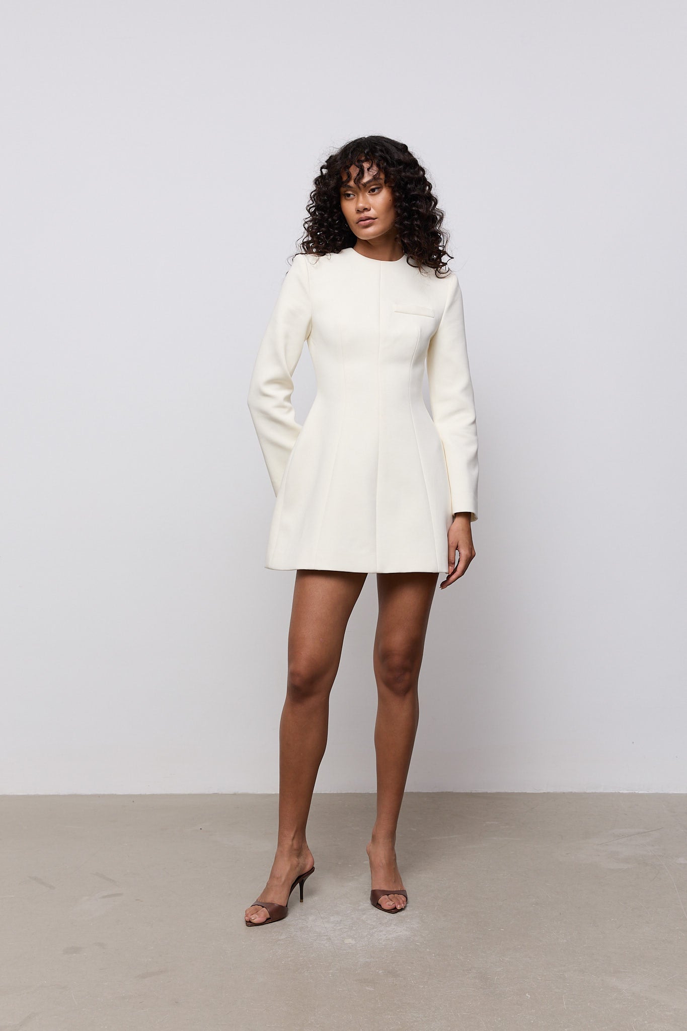 Cotton Mix Long Sleeve Mini Dress