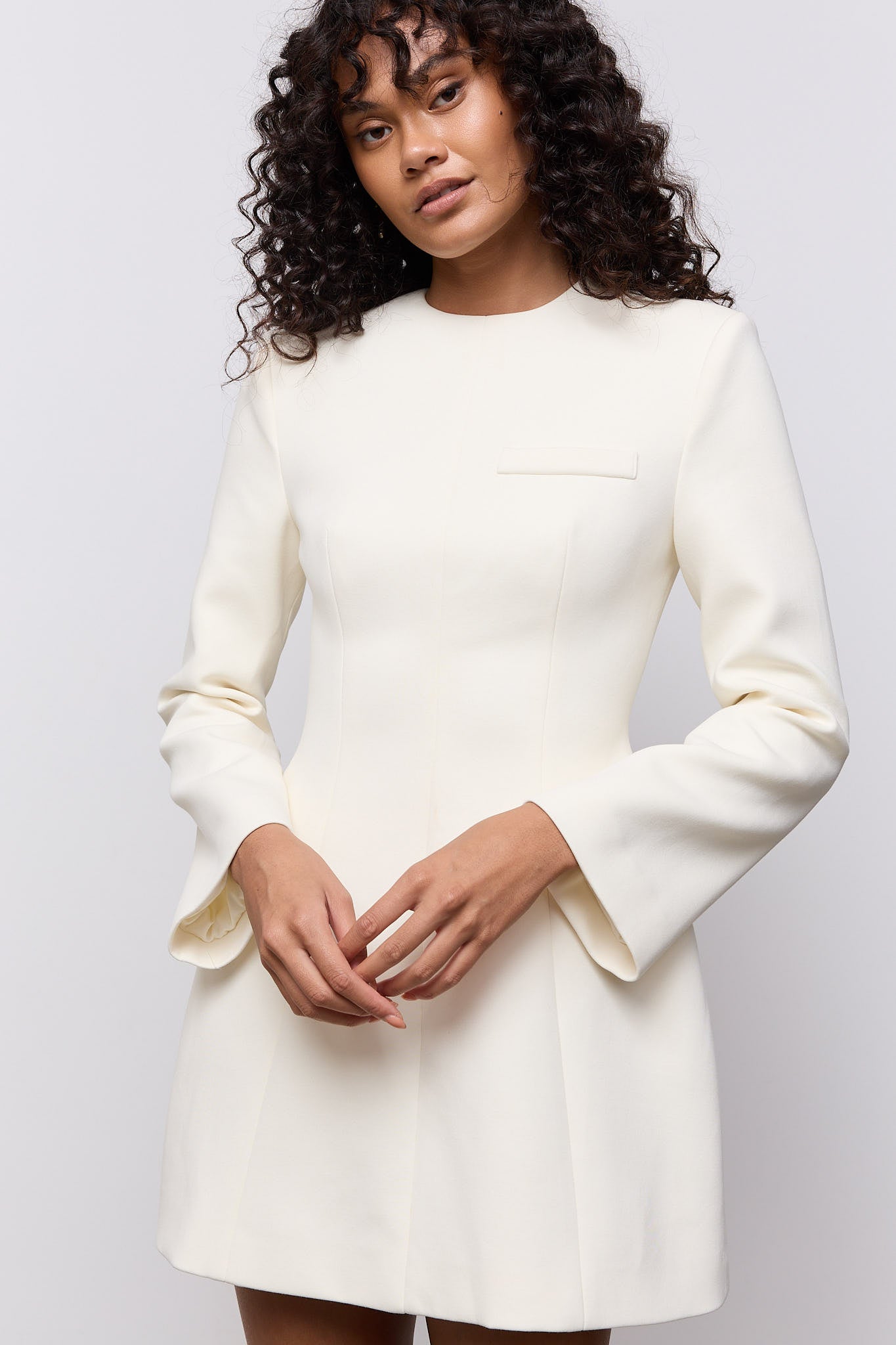 Cotton Mix Long Sleeve Mini Dress